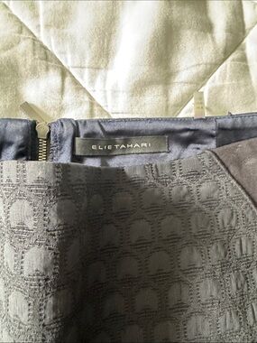 Elie Tahari Black Textured Circle-Pattern Skirt
